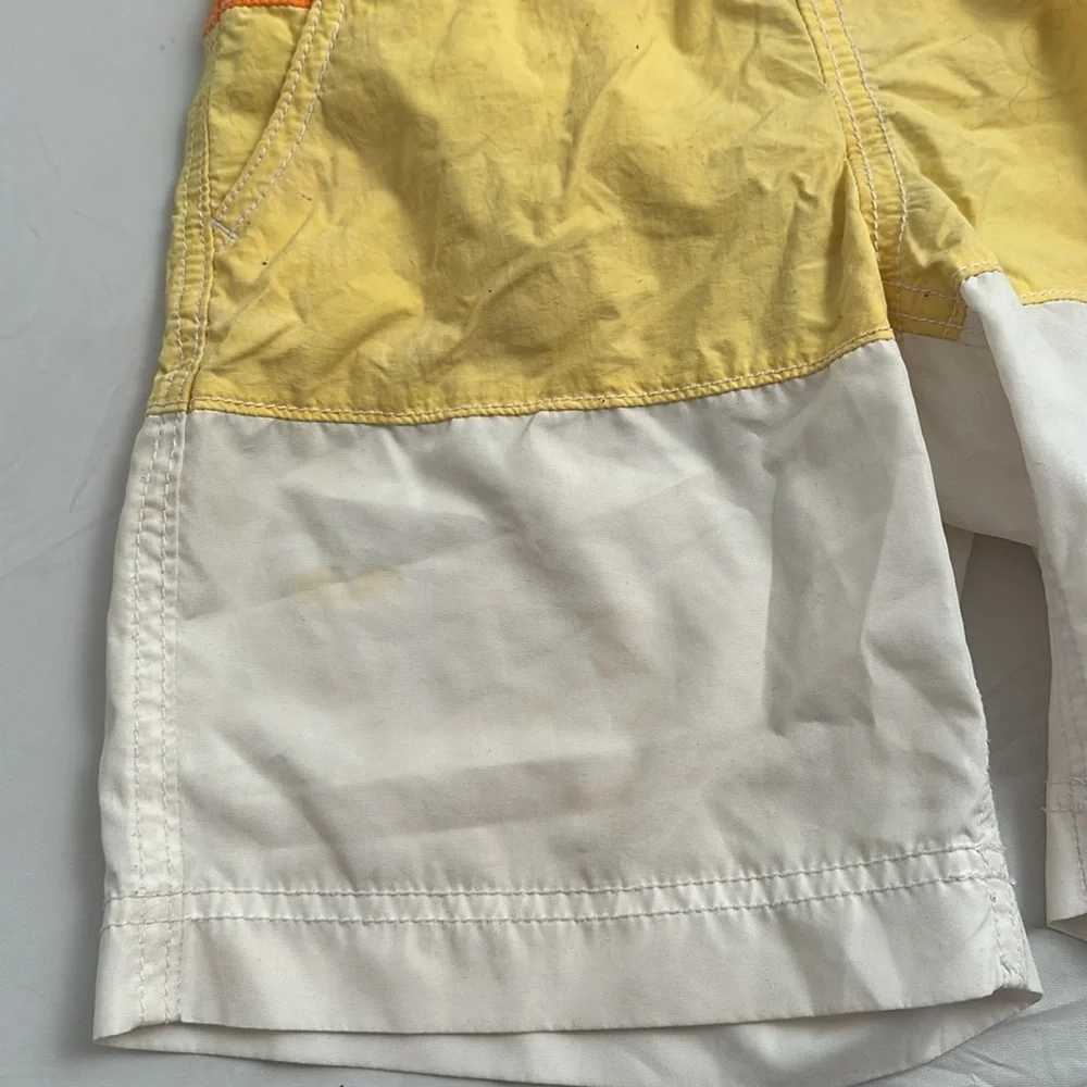 Gap boys yellow orange white gradient lined swim trunks with pockets